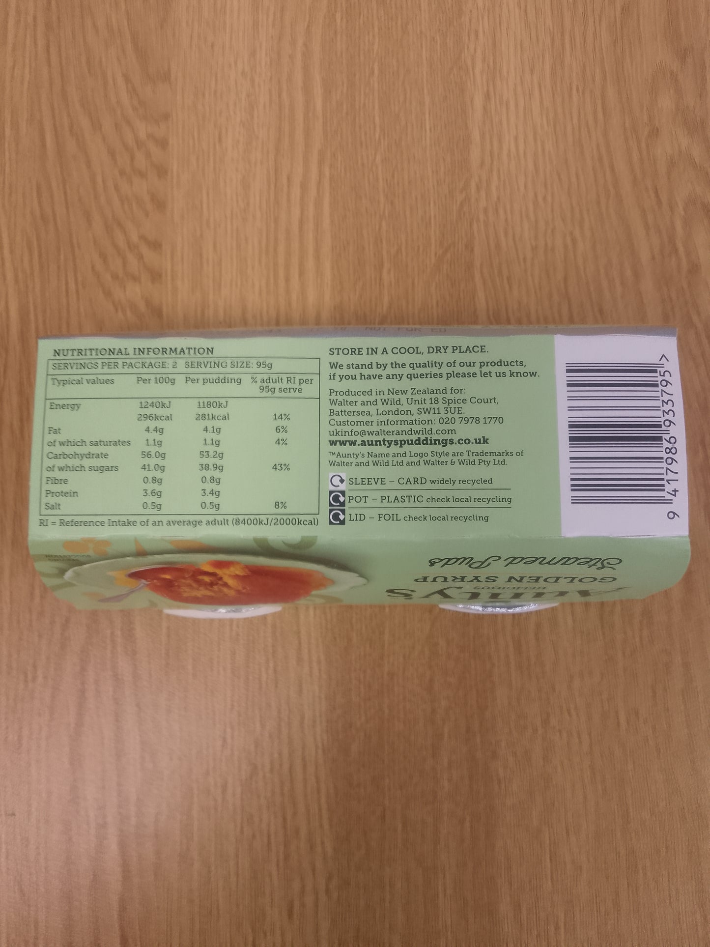 Auntys Golden Syrup Puddings 2 x 95g