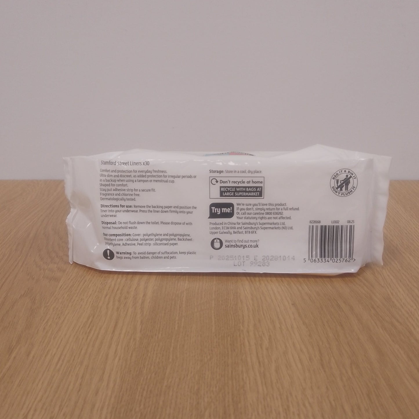 Sainsburys Stamford Street Co Liners Comfort & Protection x 30