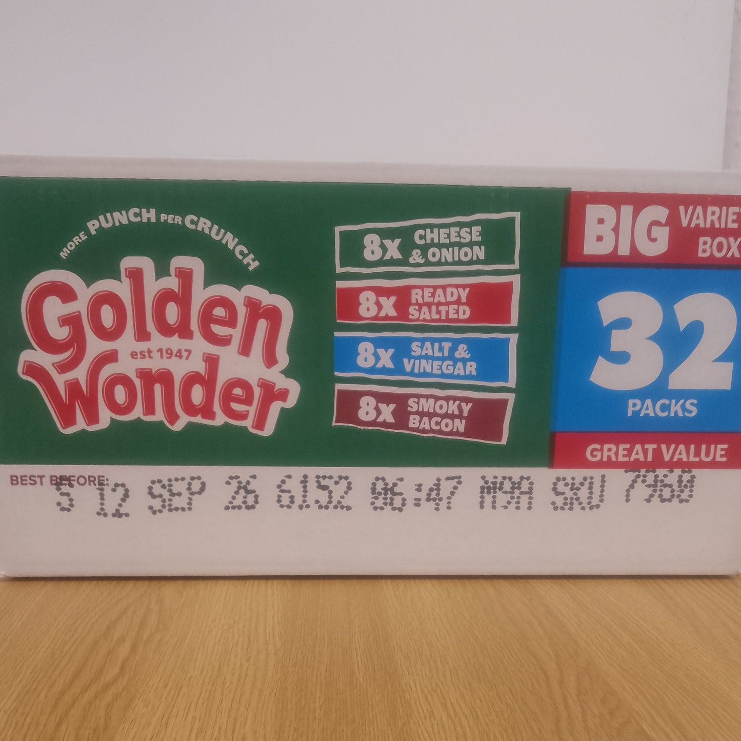 Golden Wonder Crisps Variety Box 32pk (32 x 25g)