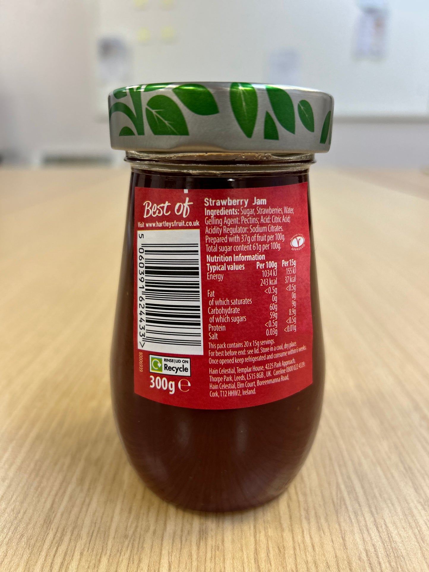 Hartley’s Strawberry jam 300mg