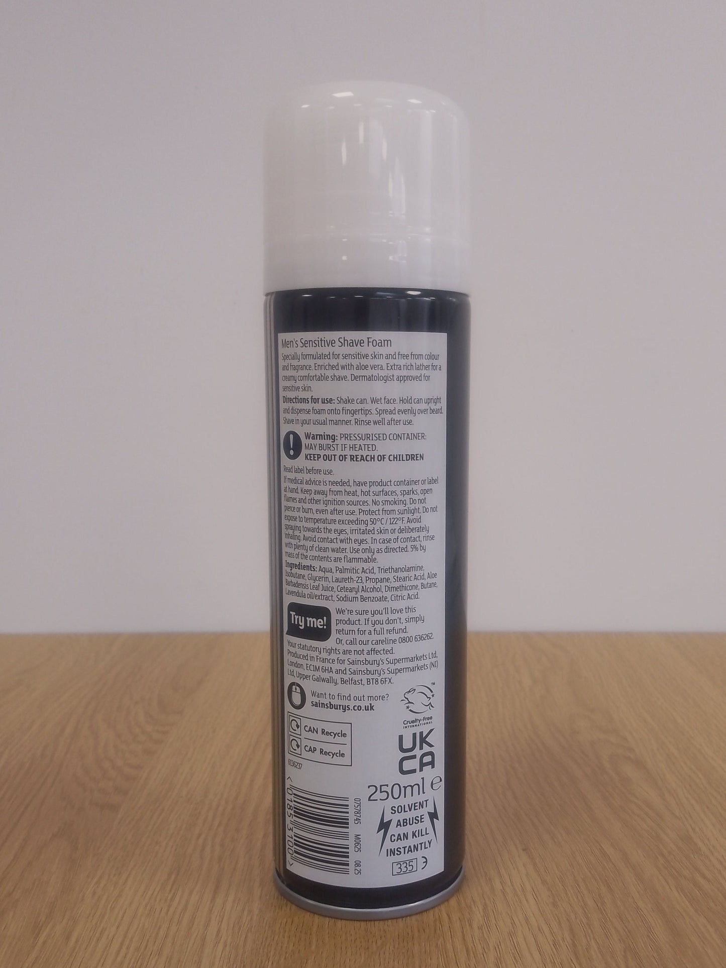 Sainsburys Mens Sensitive Shave Foam 250ml