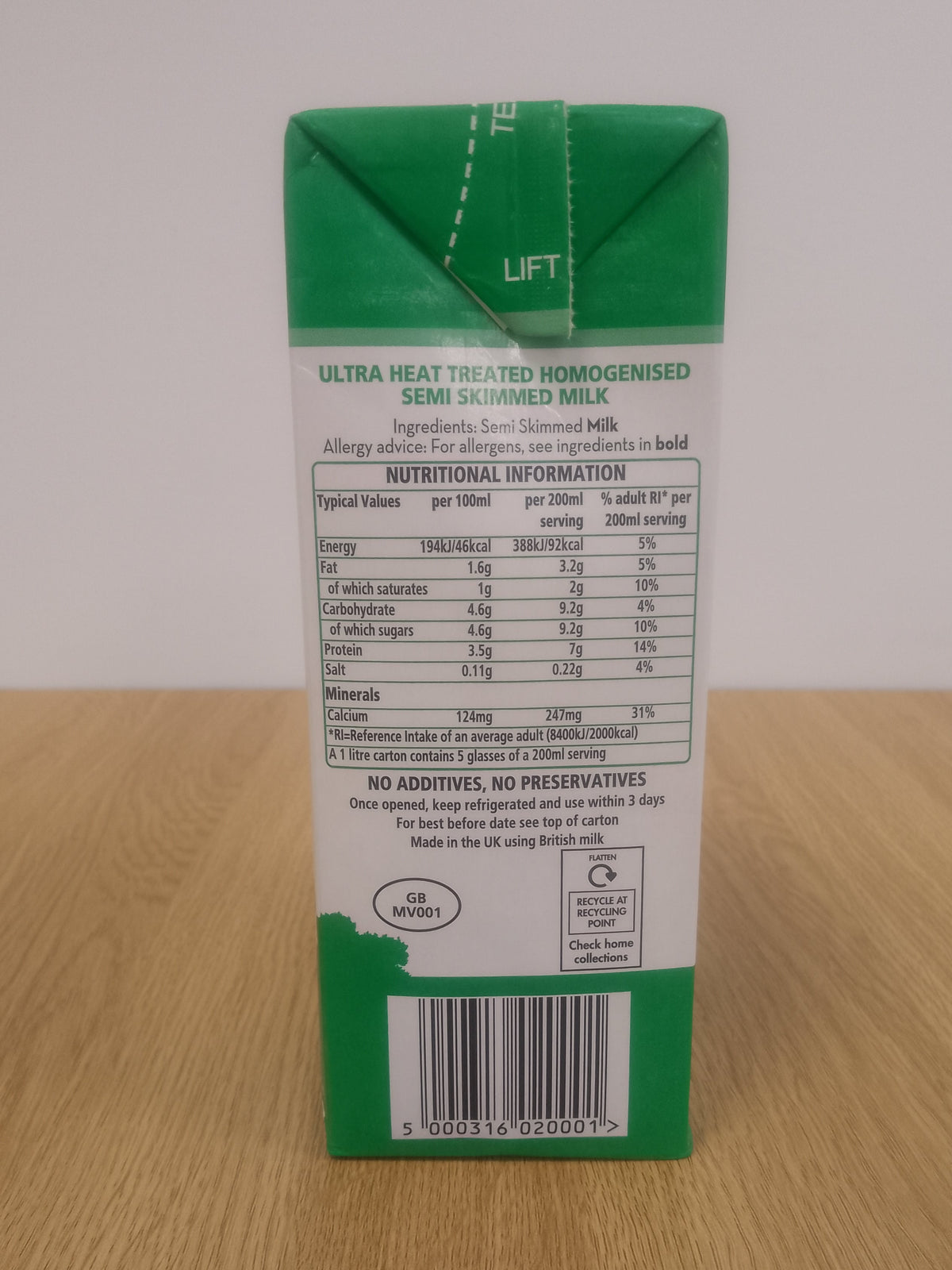 Semi Skimmed Milk UHT 1L