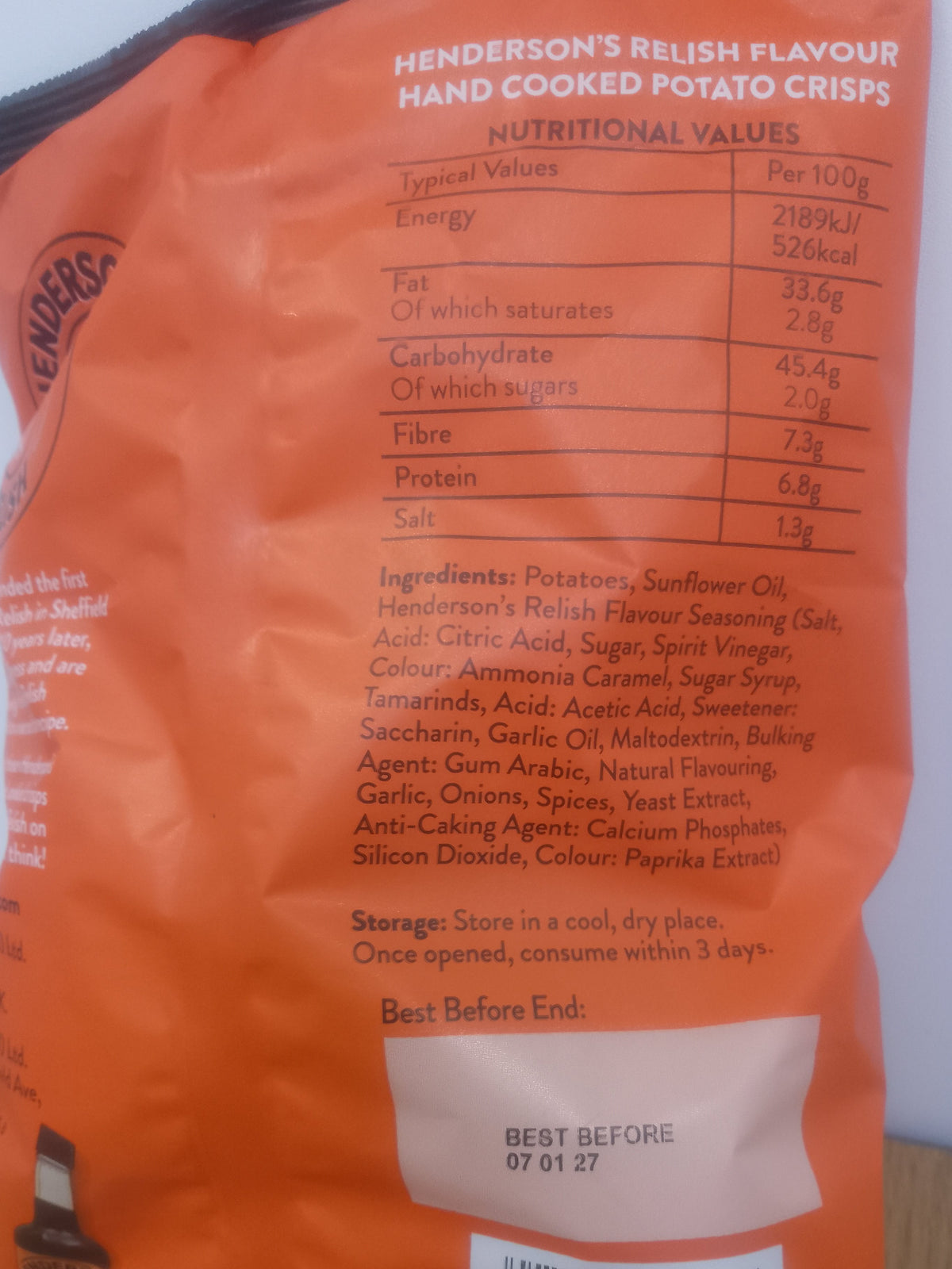 Hendersons Relish Flavoured Hand Cooked Crisps 150g
