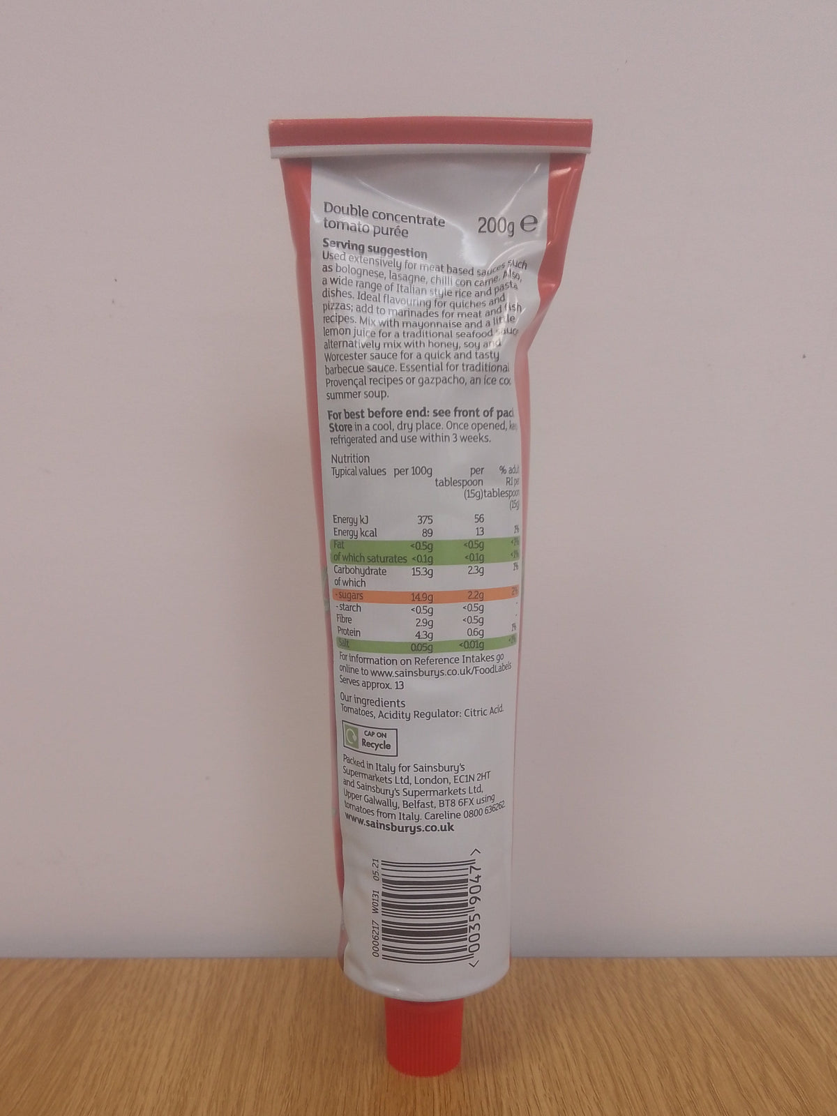 Sainsburys Tomato Puree Double Concentrate 200g