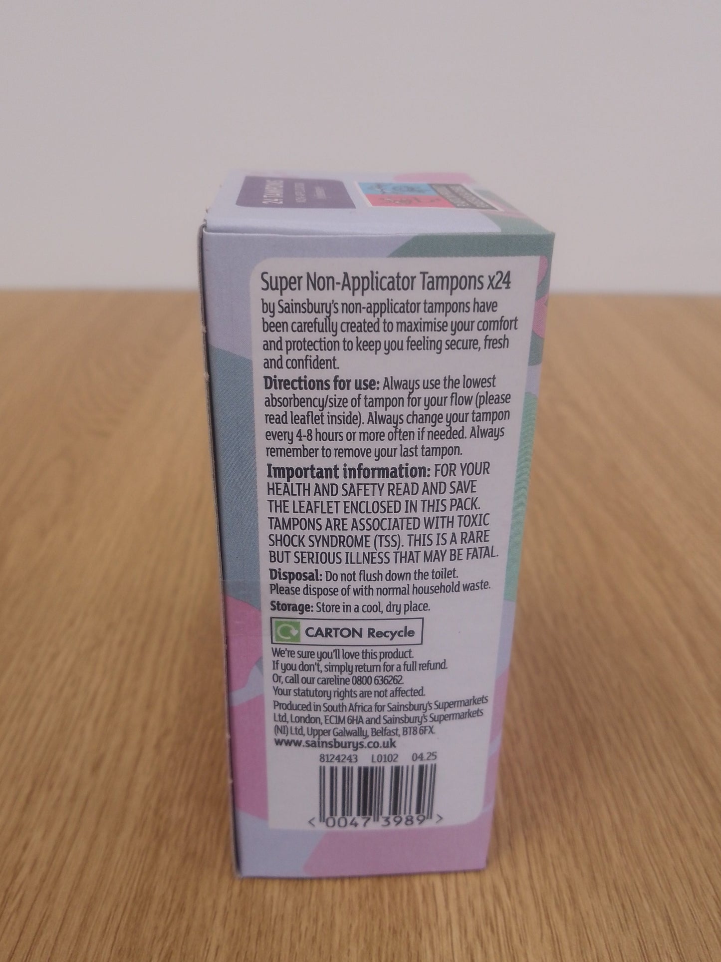 Sainsburys Non Applicator Tampons Super (x 24)