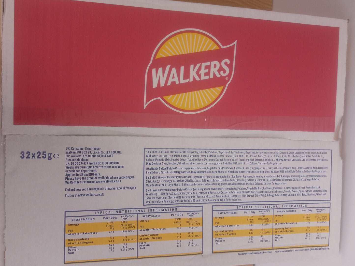Walkers Crisps 32 Classic Pack (32 x 25g)