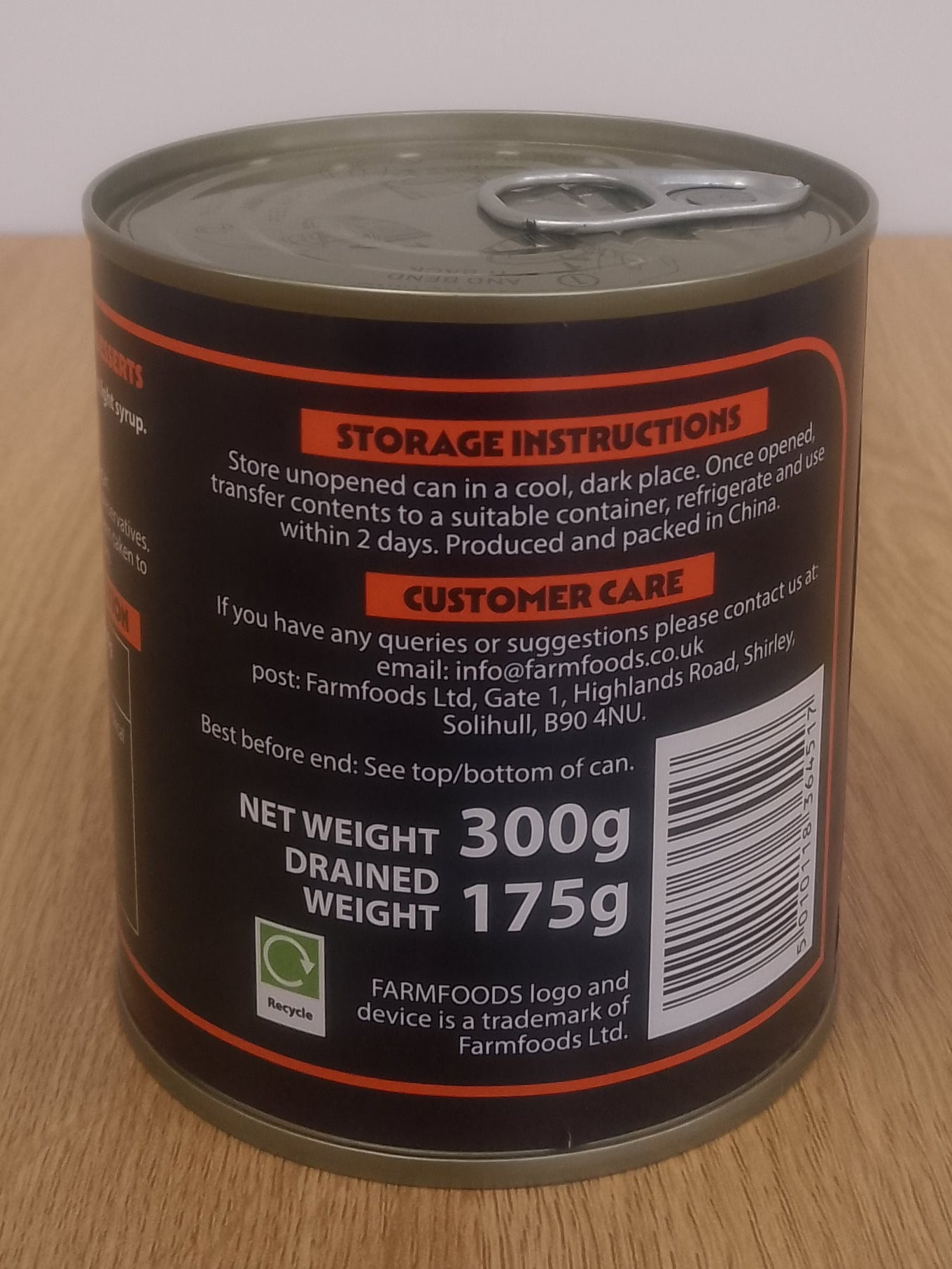 Farmfoods Whole Mandarin Segments in Light Syrup 300g