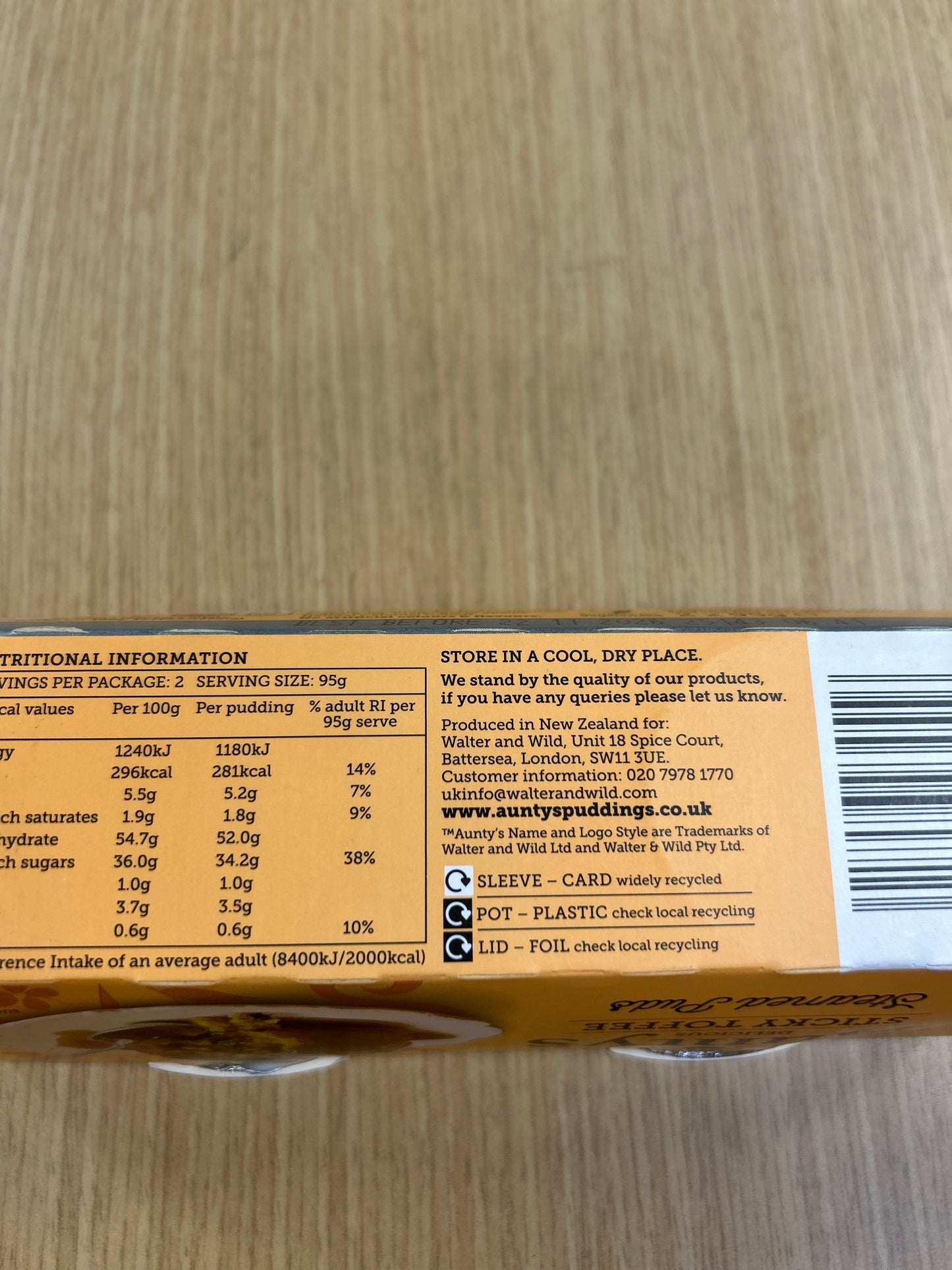 Auntys Sticky Toffee Pudding 2 x 95g