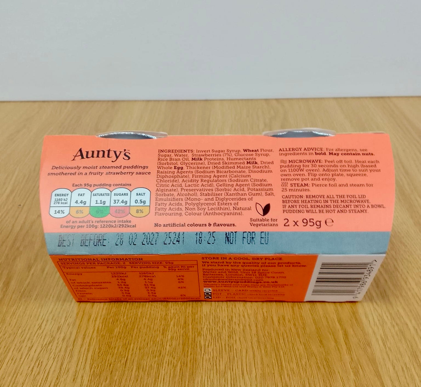 Auntys Strawberry Sponge Puddings (2 x 95g)