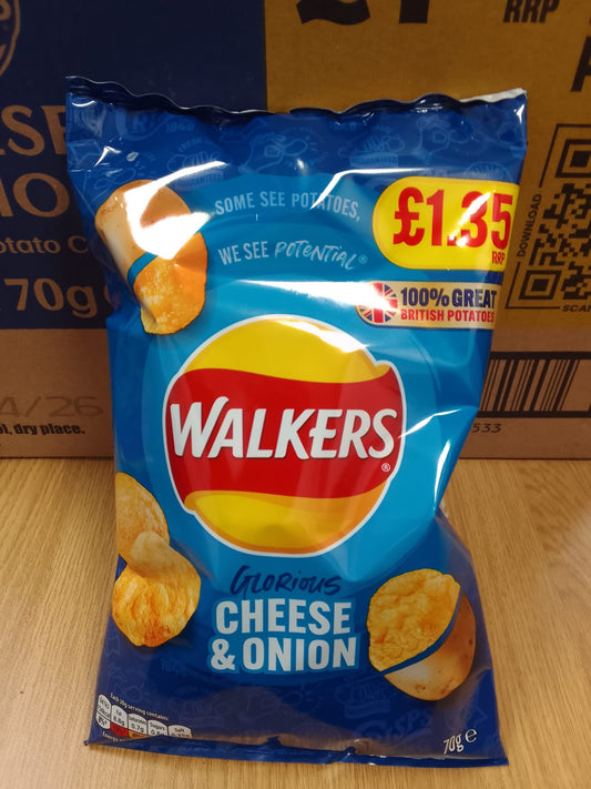 Walkers Cheese & Onion Crisps 70g