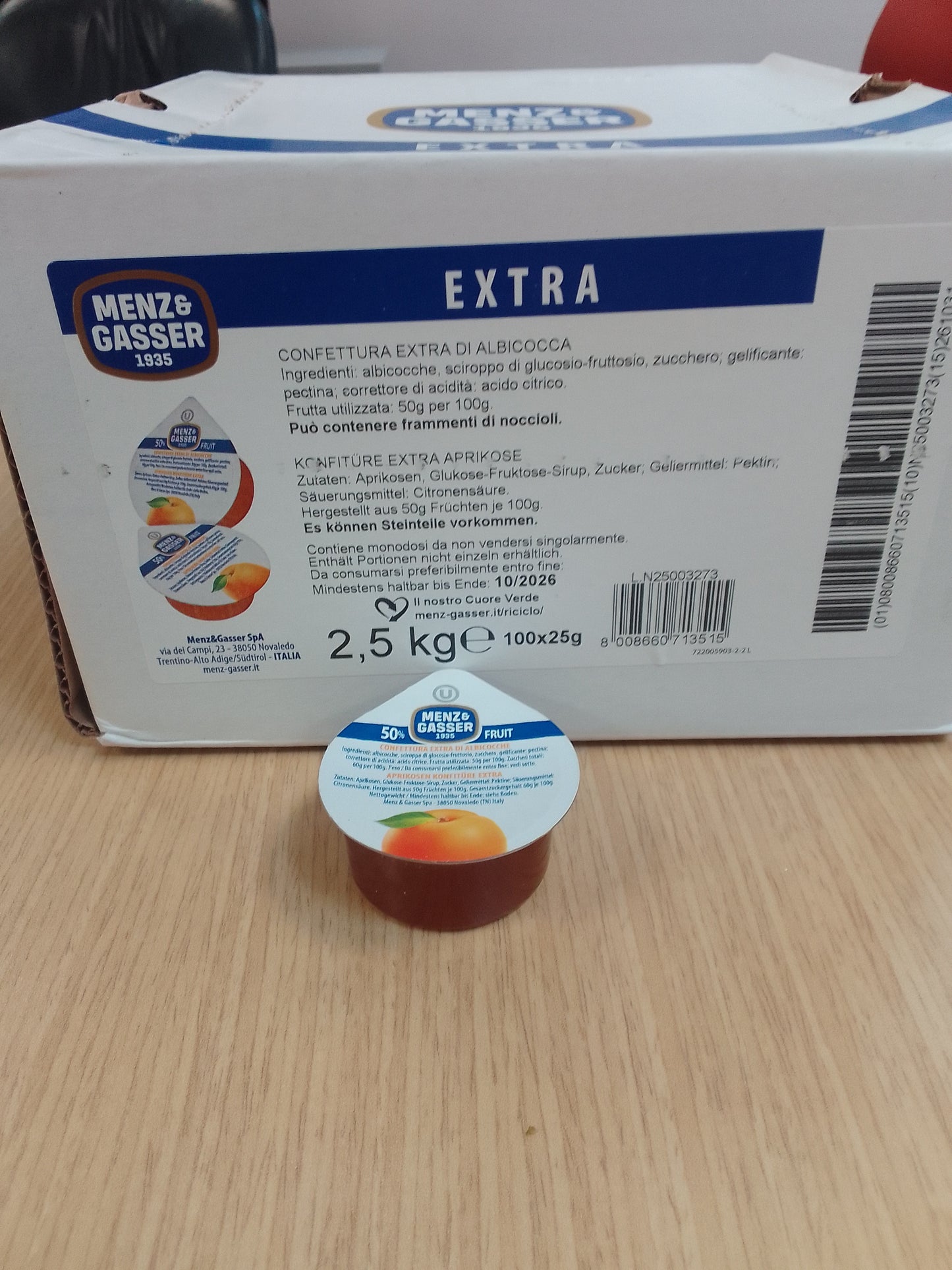 Menz and Gasser Portioned Apricot Extra Premium Quality (100 x 20g)