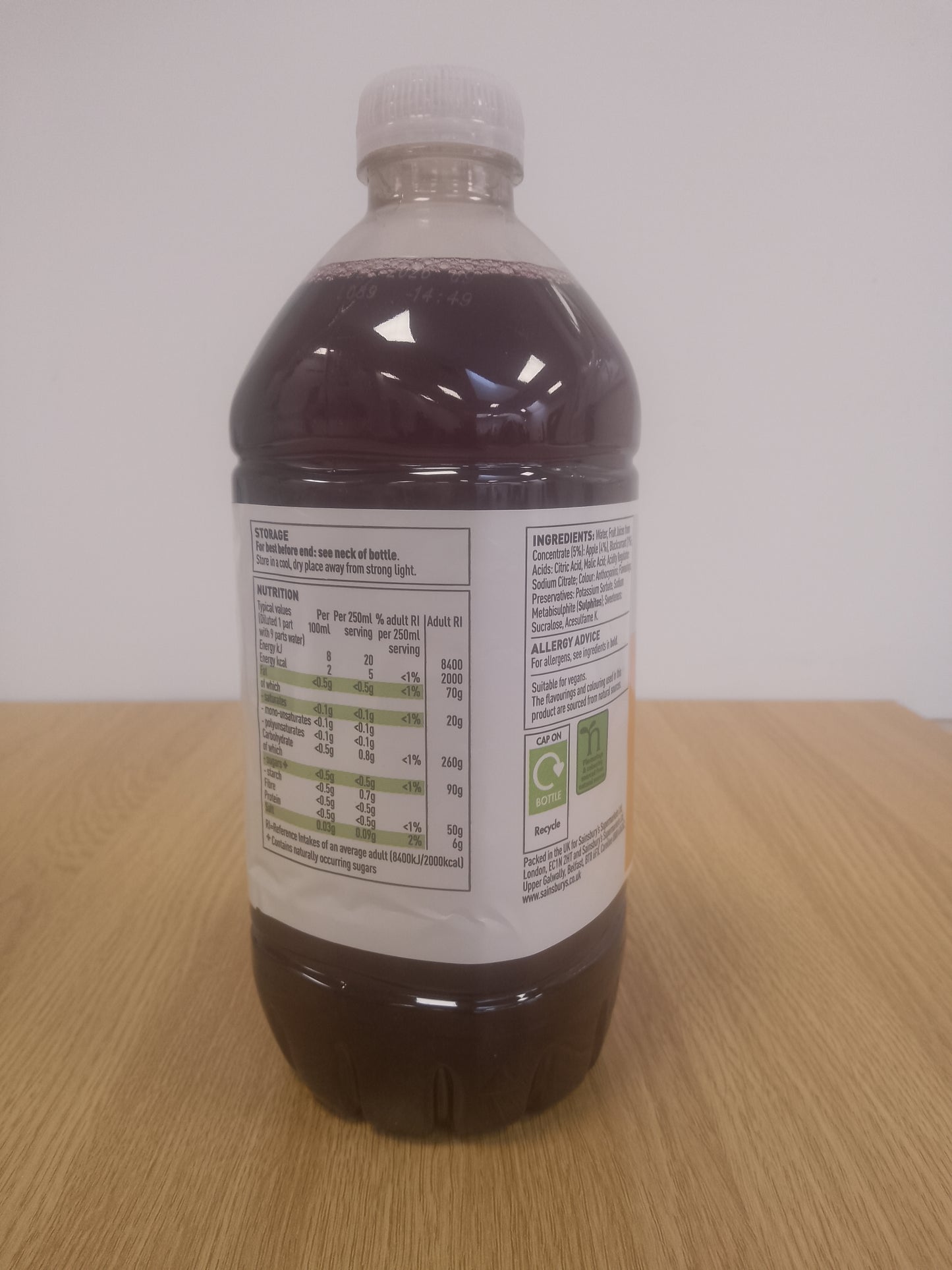Stamford Street Co Double Strength Apple & Blackcurrant Squash 750ml