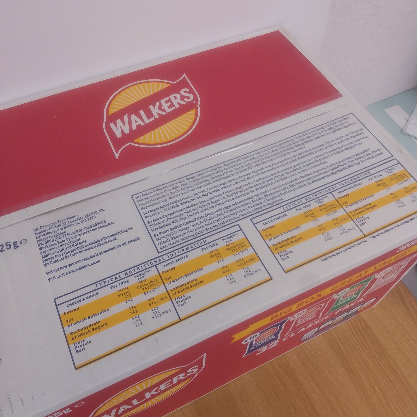 Walkers Crisps 32 Classic Pack (32 x 25g)