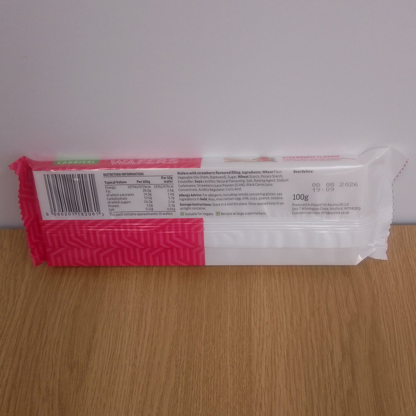 Cabrissi Wafers with Strawberry Flavoured Filling 100g