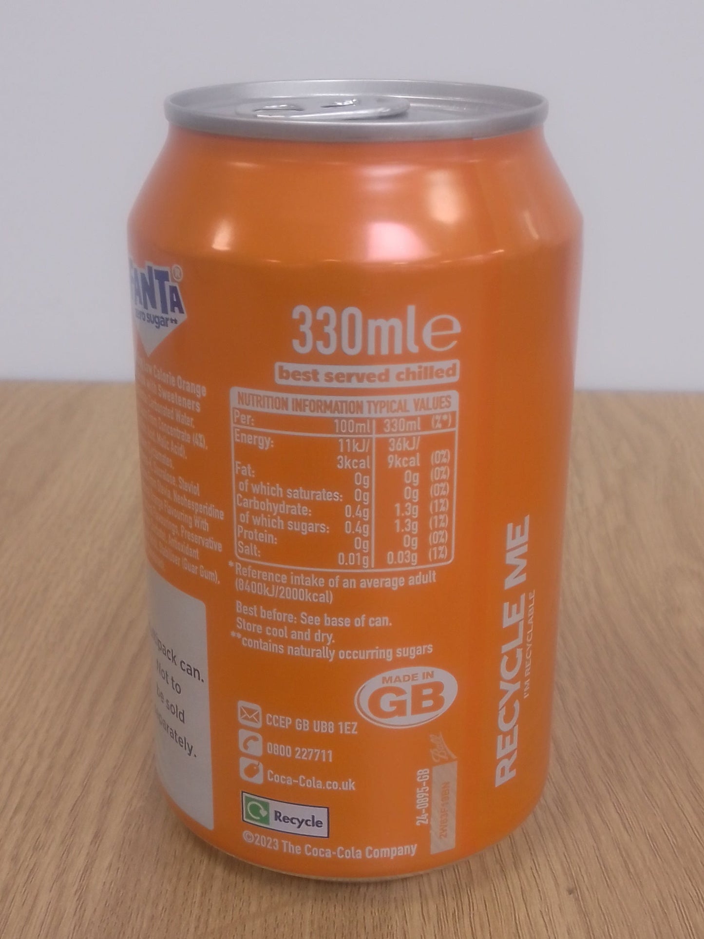 Fanta Orange Zero Sugar Can 330ml