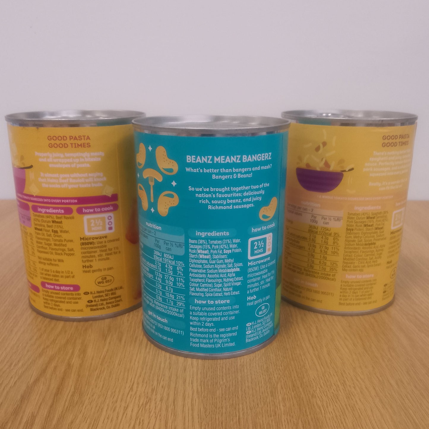Heinz 24 pack Mixed Case (10 x Beanz & Sausages 415g / 8 x Ravioli 400g / 6 x Spaghetti & Sausages 400g)