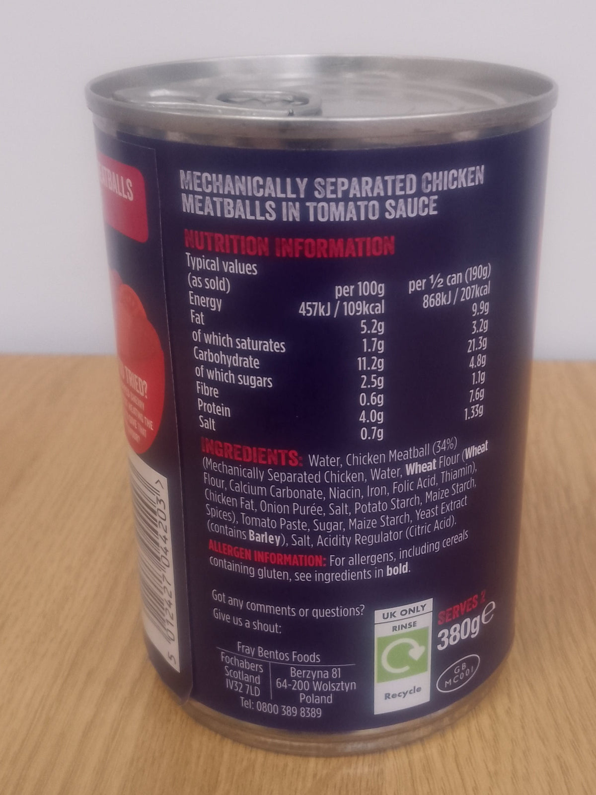 Fray Bentos Chicken Meatballs in Tomato Sauce 380g