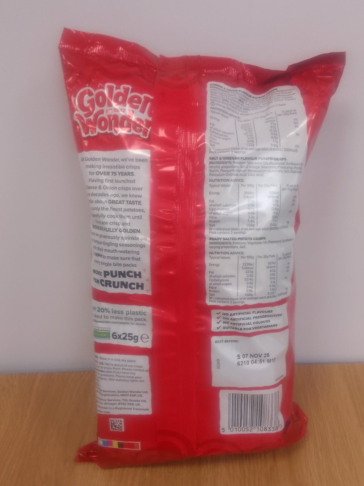 Golden Wonder Crisps Variety 6pk (6 x 25g)