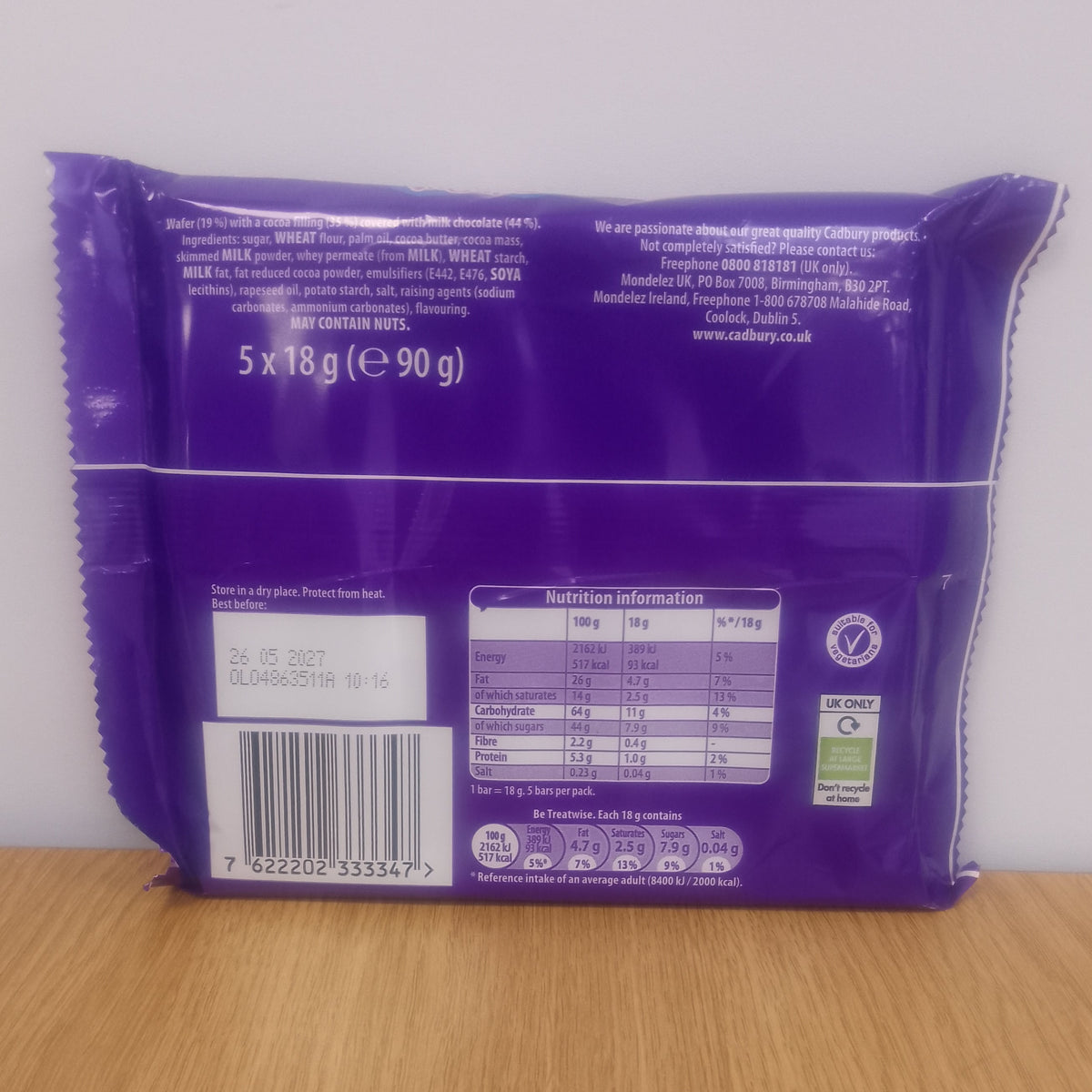 Cadburys Timeout 5 x 18g Milk Chocolate Wafer Multipack