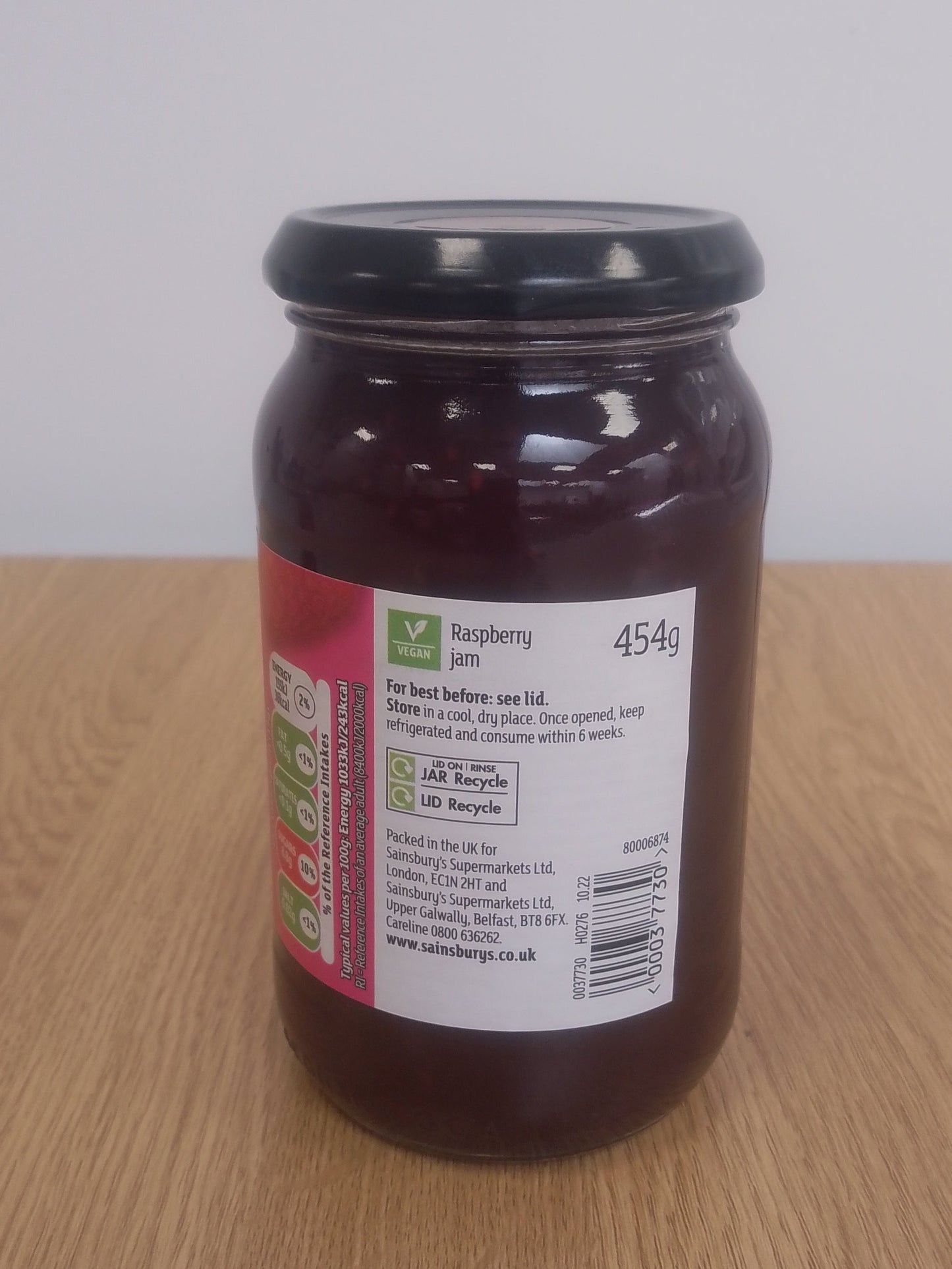 Sainsburys Raspberry Jam 454g