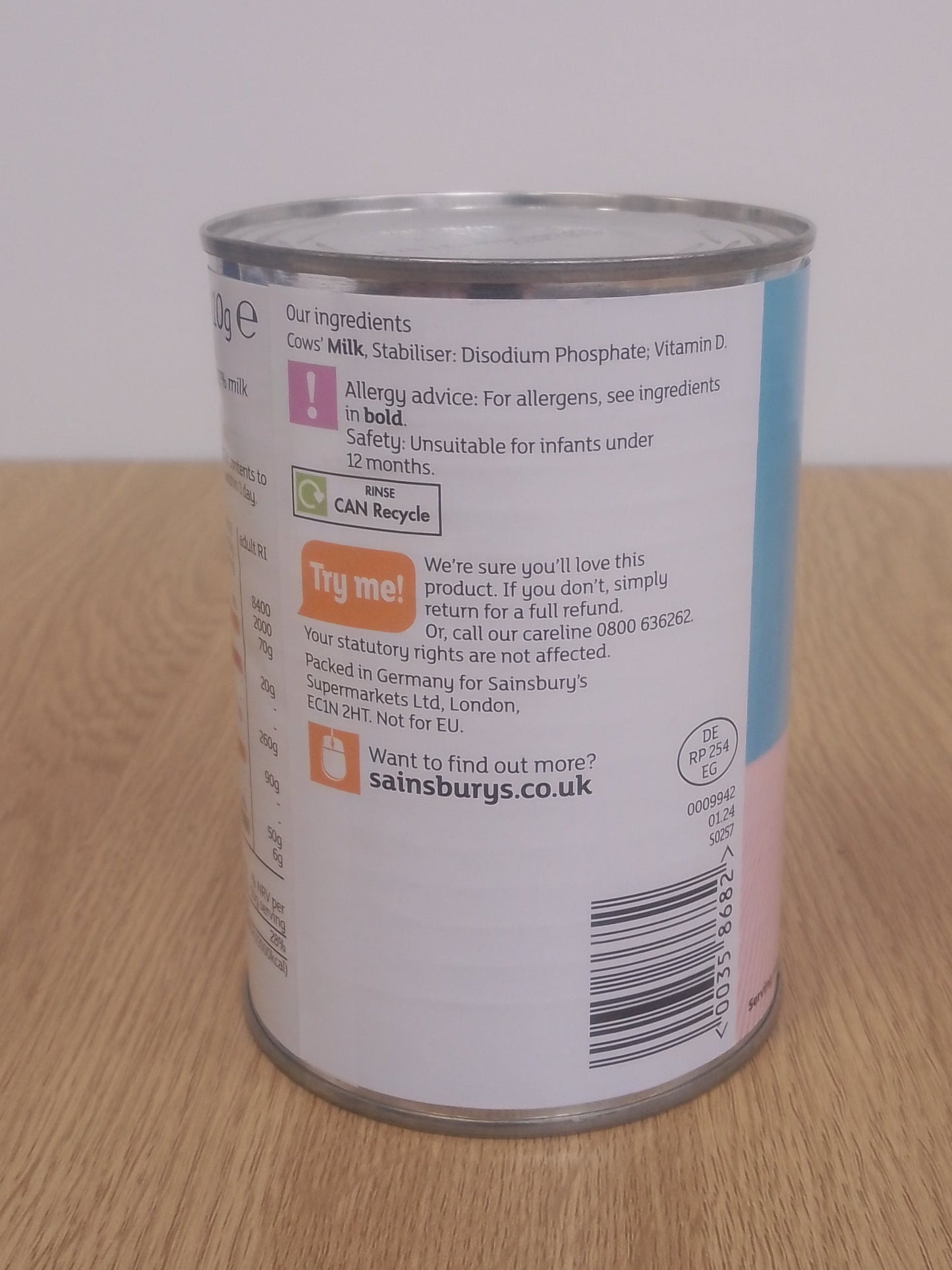 Sainsburys Evaporated Milk 410g