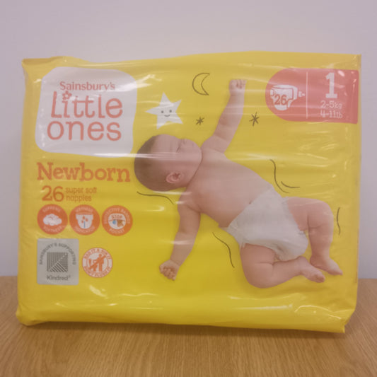 Sainsburys Little Ones Newborn Super Soft Nappies Size 1 x 26
